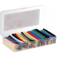 Maclean cauruļu komplekts, siltuma saraušanās, 7 krāsas, garums 95mm, platums, 2mm, 4mm, 6mm, 8mm, 10mm, 12mm, 196 gab., MCTV-679