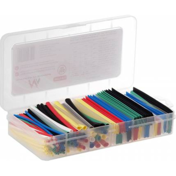 Maclean cauruļu komplekts, siltuma saraušanās, 7 krāsas, garums 95mm, platums, 2mm, 4mm, 6mm, 8mm, 10mm, 12mm, 196 gab., MCTV-679