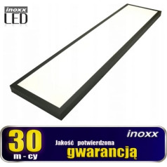 Nvox Griestu led panelis 120x30 48w lampa slim kase 3000k silts + melns virsmas rāmis
