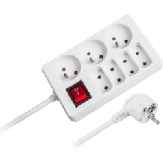 Strāvas pagarinātājs Rebel 7 ligzdas ar slēdzi, 3 m (1,5 mm)
