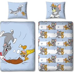 Familando Tom and Jerry gultas veļas komplekts 135 x 200 cm 80 x 80 cm Cat Mouse bērnu gultas veļa 100% kokvilnas zāliens ar rāvējslēdzēju