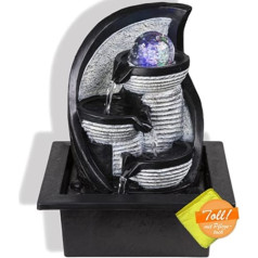 Galda strūklaka ar RGB krāsu maiņas un tīrīšanas lupatiņu — skaista dekoratīva gaisma ar RGB LED un mikrošķiedras audumu — iekštelpu strūklaka ar gaismas funkcijas sūkni, pelēka bumba