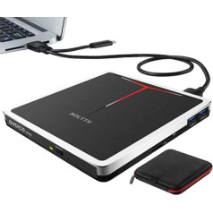 NOLYTH ārējais CD DVD diskdzinis ar SD/TF/USB slotu, USB 3.0 Type-C CD DVD rakstītājs Ārējais plāns optiskais diskdzinis CD/DVD diskdziņi klēpjdatoram Windwos 11/10 Mac MacBook Pro Air ASUS