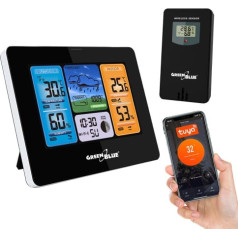 GreenBlue WiFi meteoroloģiskā stacija, saderīgs ar TUYA, āra sensors, kalendārs, laika prognoze, barometrs, GB215