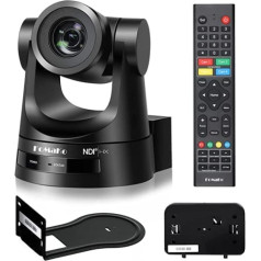 FoMaKo 20X-NDI PTZ kamera, 20x optiskā tālummaiņa 1080P@60 kadri/s. Tiešraides PTZ kamera baznīcai un pasākumiem, HDMI/3G-SDI/IP PTZ kamera, POE atbalsta vMix OBS saderību (melnā krāsā)