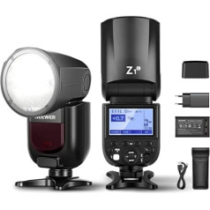 NEEWER Z1-C TTL apaļas galvas zibspuldzes Speedlite zibspuldze Canon DSLR kamerām, 76 Ws 2,4 G 1/8000 s HSS, 10 pakāpju LED montāžas lampa, 2600 mAh litija jonu akumulators, 480 pilnas jaudas pārstrāde 1,5 s zibspuldzē