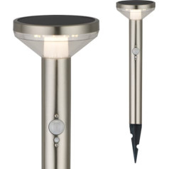 Saules LED lampa Maclean, ar sensoru, 3 režīmi, āmurēts, Li-ion 18650, IP44, 3.7V, 1200 mAh, matēts hroms, MCE465 C/M