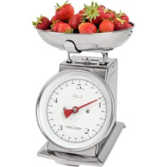 ProfiCook PC-KW 1247 Retro analogie mehāniskie virtuves svari līdz 5 kg ar taras funkciju var tikt izmantoti bez baterijām vai elektrības, ieskaitot nerūsējošā tērauda trauku, viegli lasāmi