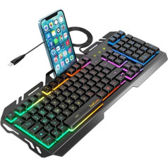 Spēļu tastatūra, TedGem datora spēļu tastatūra PS4 spēļu tastatūra USB vadu spēļu tastatūra 19 taustiņu pretvēsture ar LED apgaismotu tastatūru personālajam datoram / klēpjdatoram / PS4 / Xbox One (vācu izkārtojums).