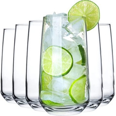 CRYSTALIA Dzērienu glāzes, liels komplekts ar 6, 480 ml, 100% bezsvina, dzeramā glāzes, ūdens glāzes, sulu glāzes, Koktel glāzes, glāzes, ledus kafejnīcas glāzes, ūdens glāzes, glāzes glāzes, long drink glāzes, lielas ūdens brilles