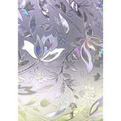Zindoo logu plēve, pašlīmējoša, necaurspīdīga 105 x 200 cm 3D bez lipīgiem ziediem dizaina privātuma plēve mājas virtuvei biroja pret UV stariem