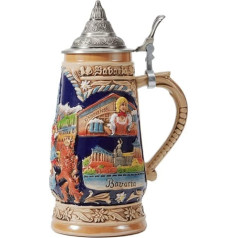 Amoy-Art alus krūze ar iegravētu vāku Akmens krūze Humpen ar rokām darināta dāvanu suvenīrs alus krūze akmens trauki Vācija apskates vietas reljefs pārtikas drošības dāvanu kaste