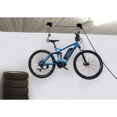 FISCHER Profi Plus Velosipēdu pacēlājs, kravnesība līdz 57 kg, velosipēda stiprinājums, griestu stiprinājums velosipēdiem un e-velosipēdiem, griestu augstums līdz 4 m, mehānisks, griestu pacēlājs