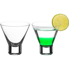 DIAMANTE Martini kokteiļu glāzes — kristāla glāzes bez kātiem Martini vai Mojito — Auris kolekcija — 2 gab.