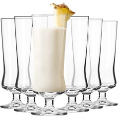 Krosno Pina Colada kokteiļu glāzes, Long Drink glāzes, 6, 300 ml komplekts, Avant-Garde kolekcija, ideāli piemērots mājām, restorāniem un ballītēm, var mazgāt trauku mazgājamā mašīnā