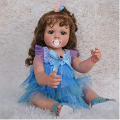 MineeQu 55 cm Tik tiešām mīļi, mīksta sakņu mati Reborn Baby Doll Silikona Vinila Pilna ķermeņa Reālistisks jaundzimušā Toddler Meitenes lelles Bērnu dzimšanas dienas Ziemassvētku dāvanu komplekts