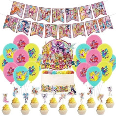 Hilloly Winx Club Party Balloons Set, 32 Pieces Winx Club Balloons Children's Birthday Decoration Themed Party Supplies Winx Club Party Foil Balloons Birthday for Children Birthday Party