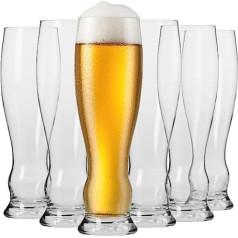 Krosno kviešu glāzes alus glāzes 0,5 litri 6 500 ml komplekts Splendor Collection, ideāli piemērots mājām un ballītēm, mazgājams trauku mazgājamajā mašīnā