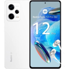 Xiaomi Redmi Note 12 Pro 5G viedtālrunis + austiņas, 8 + 128 GB, mobilais tālrunis bez līguma, 6,67 collu FHD+ plūsmas AMOLED DotDisplay, 5000 mAh, 50 MP kamera, 67 W turbo uzlāde, divas SIM kartes, Polar White (DE VDE) versija