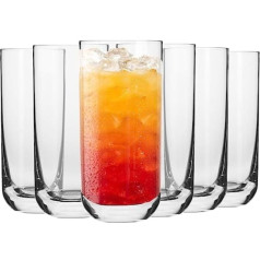 Krosno Long Drink Glass, Ūdens glāzes, Dzeramās glāzes, Komplekts pa 6, 360 ml, Glamour Collection, Ideāli piemērots mājām, Restorānos un ballītēs, Var mazgāt trauku mazgājamajā mašīnā