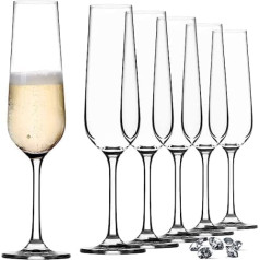 KADAX šampanieša flautu komplekts ar 6 200 ml šampanieša flautām mājām, ballītēm, kāzām, modernas šampanieša glāzes Ērtas šampanieša glāzes ar augstiem un ciešiem kātiem, caurspīdīgas