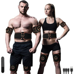 ‎Zhailyn Zhailyn Muscle Stimulator, EMS Abdominal Trainer, Electric Muscle Toner, Home Fitness Belt, Portable Fitness Trainer for Arm and Leg, 8 Modes + 19 Speed, USB Charging (No Gel Pads Required)