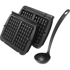 Tefal XA7248 OptiGrill vafeļu plāksnes, piemērotas OptiGrill+ un Elite modeļiem, ietver kausu, melns