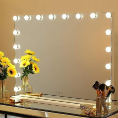iCREAT Hollywood Mirror Makeup Mirror with Lighting 18 Dimmable LED Lights Table Mirror Free Brightness Adjustment and 3 Light Colours White