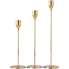 Nuptio Taper Candle Holder, Gold Candle Holder for Centre Piece, Table, Wedding, Christmas, 3 pcs/set