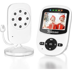 NWOUIIAY Baby Monitor 2,4 GHz bērnu kamera ar LCD Night Vision HD digitālo video un divvirzienu domofona funkciju balts