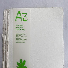Roku darbs, pārstrādāts papīrs. A3, 640gsm, 10 loksnes.