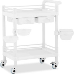 Kosmētikas laboratorijas ratiņi 2 plaukti 2 atvilktnes 3 konteineri 71 x 45 x 90 cm 20 kg