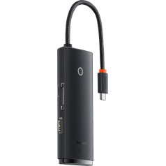 Lite sērijas daudzfunkcionālais HUB USB-C 2 x USB 3.0 USB-C HDMI 1.4 SD-TF melns