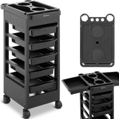Frizieru palīga ratiņi matu griešanai, 5 atvilktnes, plaukts 495 x 315 mm