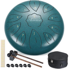 Asmuse Steel Tongue Drum, 10 Inch 11 Tone C Major Tongue Drum, Essential Drum, Steel Handpan Drum, for Meditation, Entertainment, Concert, Yoga, with Travel Bag