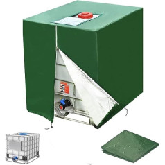 DWcouple IBC Tank Cover, Water Tank Dustproof Anti-UV Protective Cover, Green Tarpaulin for Water Tank 1000L, Suitable for 1000L IBC Tank Container, Rainwater Tank with Zip 420D