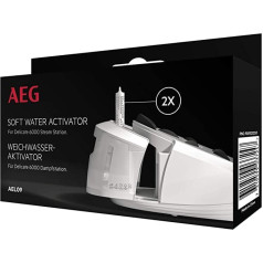 AEG AEL09 pretkaļķu kasetnes Delicate 6000 tvaika stacijai (mīksta ūdens aktivators, pārkaļķošanās novēršana, ļoti efektīva filtrēšana, piederumi tvaika stacija, viegli lietojams, iepakojums pa 2, balts)