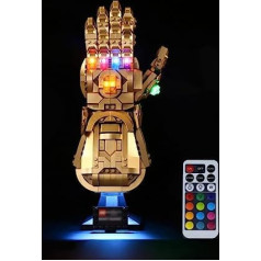 cooldac LED apgaismojuma komplekts priekš Lego 76191 Marvel Super Heroes Infinity Glove, tālvadības pults USB porta apgaismojuma komplekts, kas saderīgs ar Lego 76191 (tikai gaismas, nav Lego modeļu)