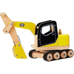 Tidlo T0415 koka ekskavators celtniecības transportlīdzekļiem rotaļlieta, daudzkrāsains