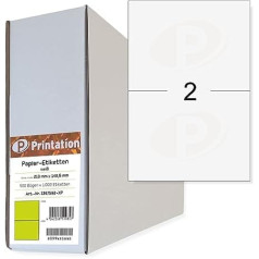 Printation Universal Shipping Labels 1000 Pieces 210 x 148.5 mm White Permanent Self-Adhesive 500 A4 Sheets Large Pack of 1 x 2 DIN A5 Address Stickers / Adhesive Labels - Internet Brand DHL Package 36555555 4628