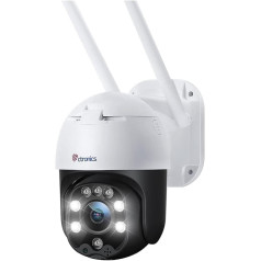 Ctronics PTZ Dome WiFi Outdoor Security Camera, 1080P IP Camera, Wireless with Human Motion Sensor, 30 m Night Vision in Colour, IP66 Waterproof, 2-Way Audio, Automatic Following.