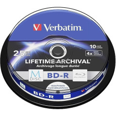 Verbatim 43825 25 GB 4x M-Disc BD-R with Spindle (Pack of 10)