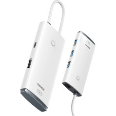Lite sērijas adapteris HUB USB-C HDMI 4x USB 3.0 20cm balts