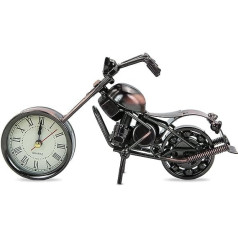 Boerni Creative Retro Motorcycle Model Clock Metal Motorcycle Collection Shelf Clock Iron Modern Home Office Decoration Gift for Dad Men Motorcycle Lovers