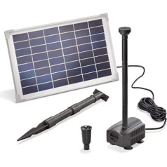 Esotec 101912 saules enerģijas dīķa sūknis 12 vatu saules modulis 650 l/h plūsmas ātrums 1,4 m izlādes galva Profesionālā produktu sērija, komplekts Fountain Garden Pond
