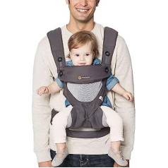 Ergobaby Baby Carrier 360 Cool Air Mesh Carbon Grey, Ergonomisks 4in1 pārnēsāšanas soma Bērnu pārnēsāšanas sistēma Bērnu pārvadātājs līdz 20 kg