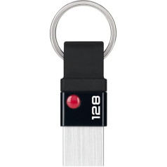 EMTEC - USB Flash Drive 3.2 Nano Ring T100 Capacity 128 GB, 128 GB - Universal Compatibility USB 3.0 - ECMMD128GT103 Key Ring - Ultra Thin Capless Black / Silver