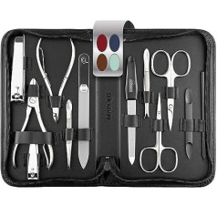 Marqus Solingen complete manicure set 12 pieces - made in Germany - nail care set in high-quality leather case - complete set and perfect gift for women and men Black