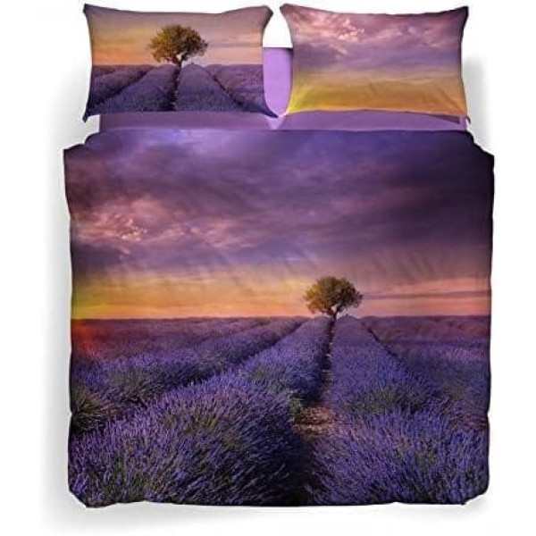 Caleffi Collection Carmassi Marco Lavender Sunset divguļamās gultas segas pārvalks (1 soma 255 x 200 cm + atloks + 2 spilvendrānas cm 50 x 80 cm + 1 pieguļošs palags, vienkāršs cm 180 x 20 cm