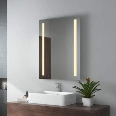 EMKE vannas istabas spogulis 60 x 80 cm LED vannas istabas spogulis ar apgaismojumu Silti balts gaismas spogulis sienas spogulis IP44 Enerģijas taupīšana A++